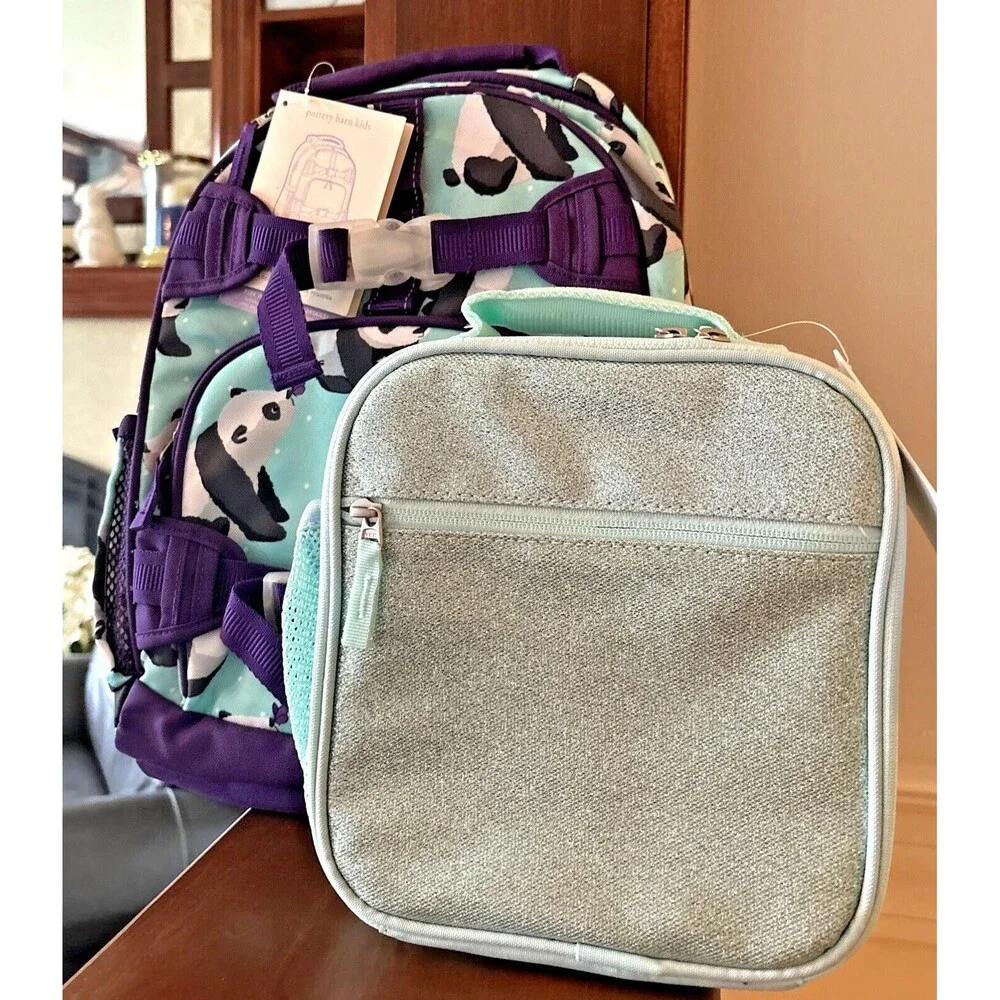 School Pottery barn BACKPACK LUNCH SET Travel Bag Panda girl Birthday gift🌈